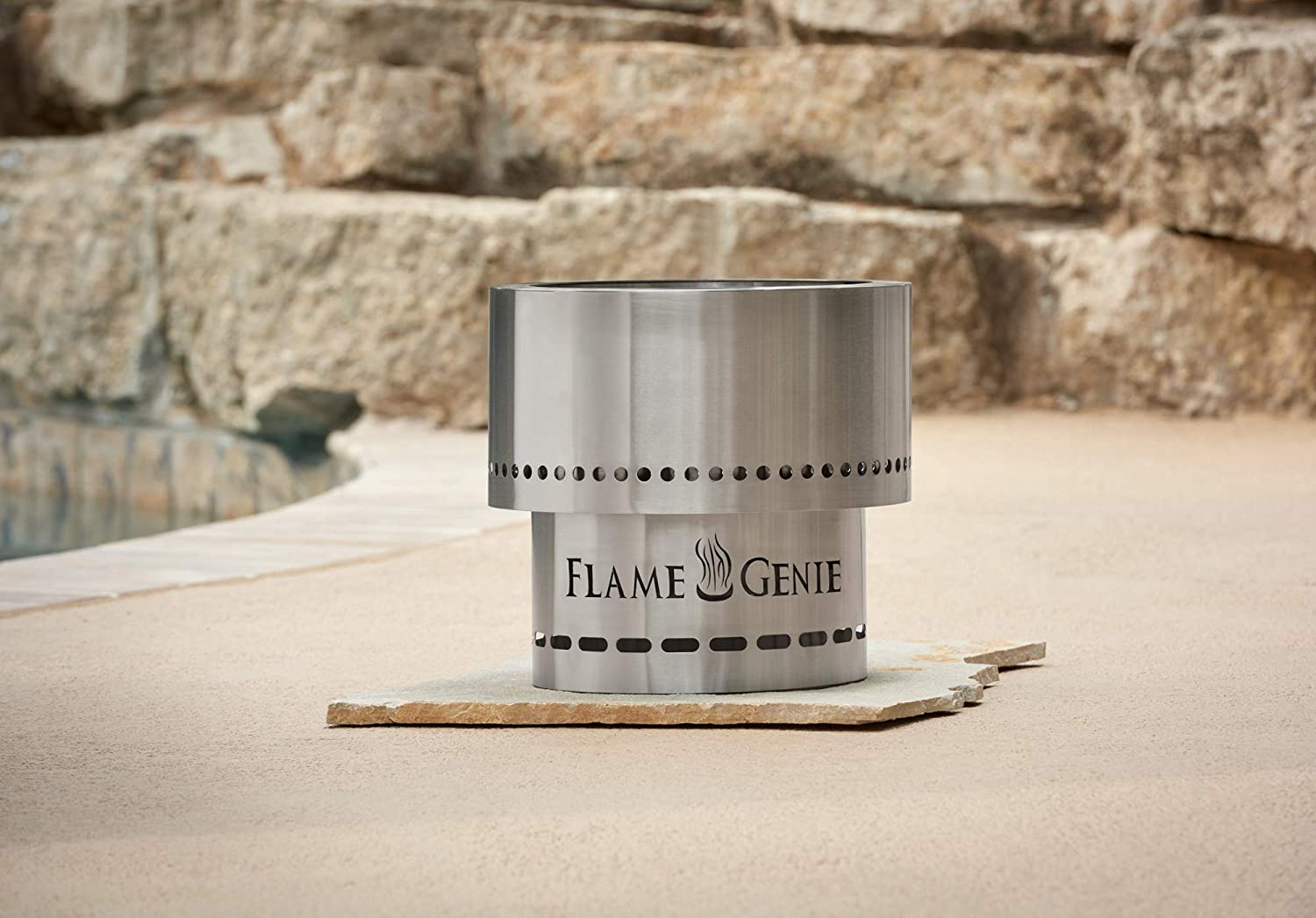 Flame Genie 16 Stainless Steel on the Sand
