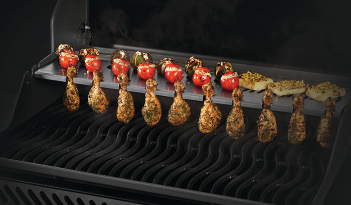 Napoleon Multifunctional Warming Rack for Rogue® 525 Lifestyle with Chicken Legs and Tomatoes