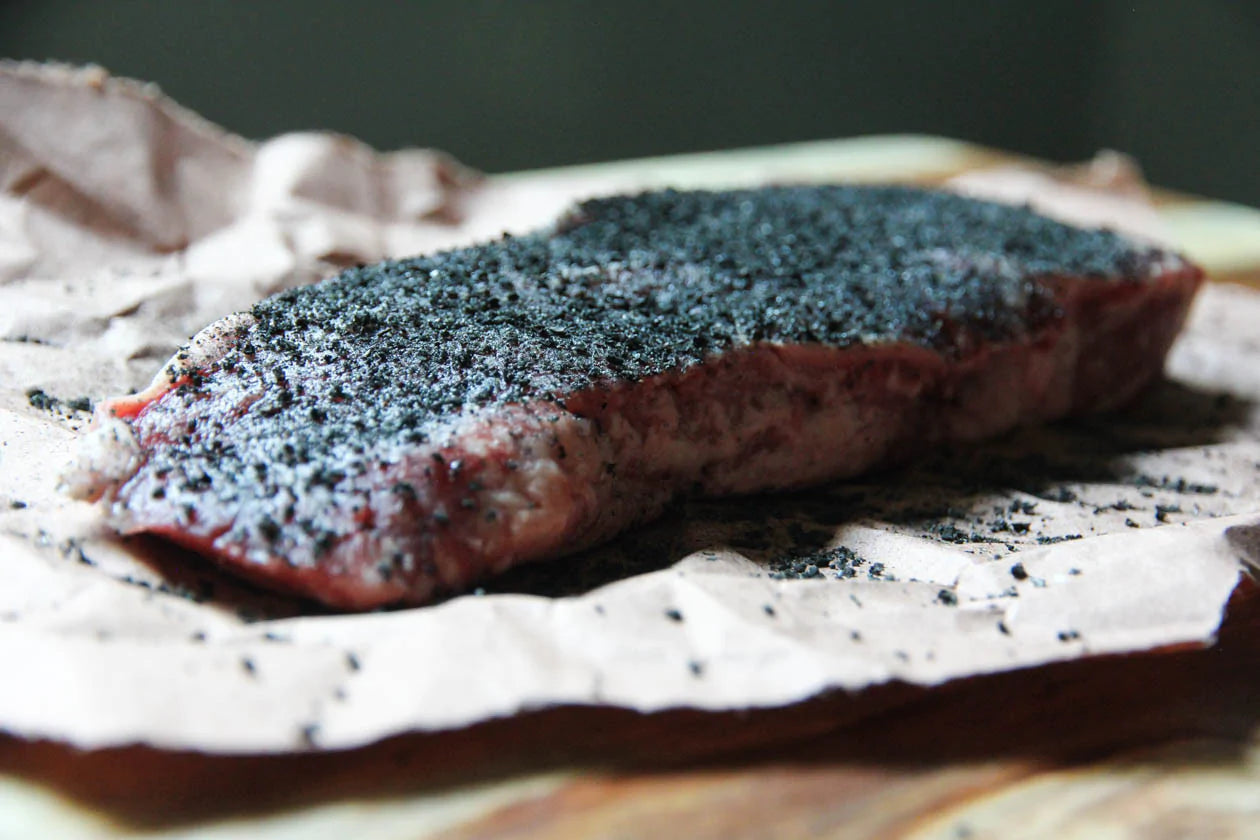 Hardcore Carnivore Black Shaker Jar Seasoned on Steak