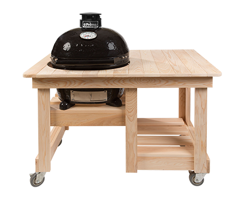 Primo Grills Junior Kamado Grill Charcoal with Cypress Table