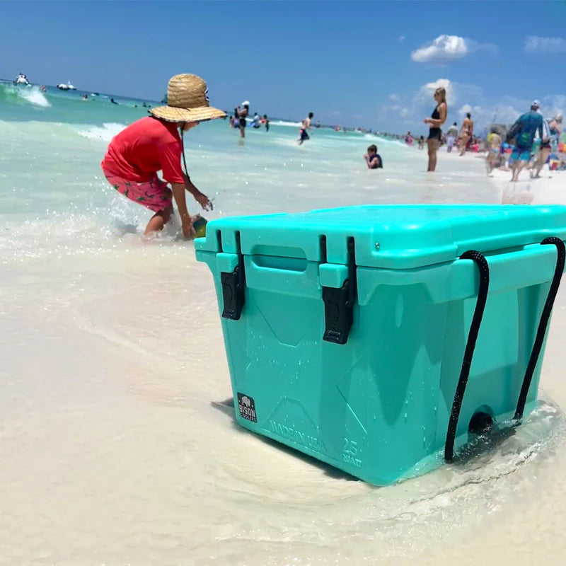 Bison Coolers Seafoam 25 QT Cooler Lifestyle on the Beach