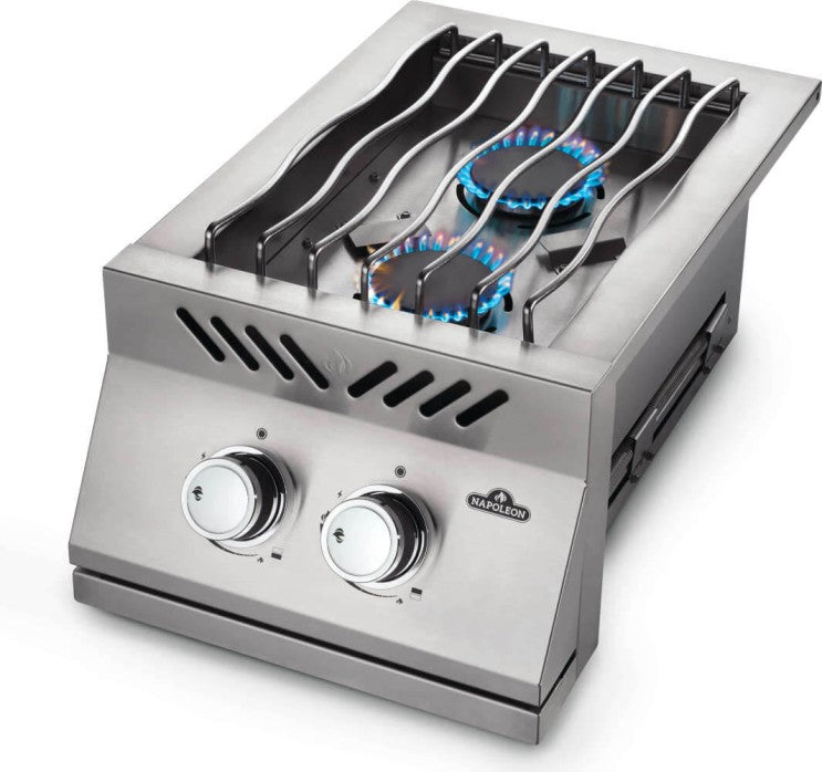 Napoleon Built-In 500 Series Natural Gas Inline Dual Range Top Burner with Stainless Steel Cover - BI12RTNSS