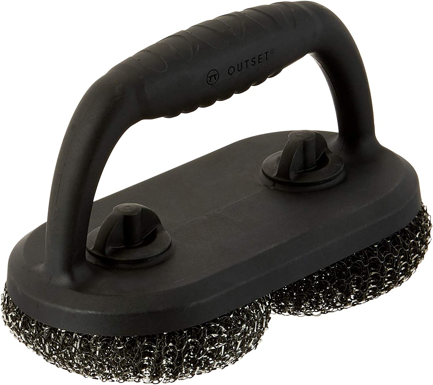 Outset Short Handle Mesh Scrubber Grill Brush Black