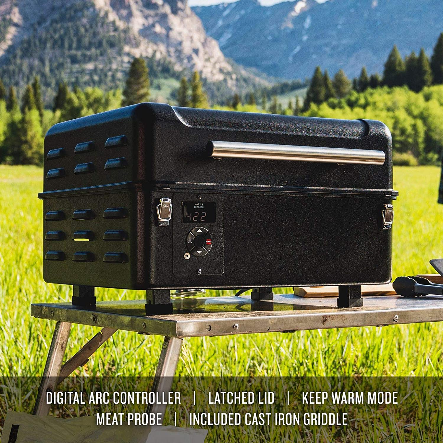 Traeger Ranger Portable Pellet Grill Lifestyle on the Top of the Table