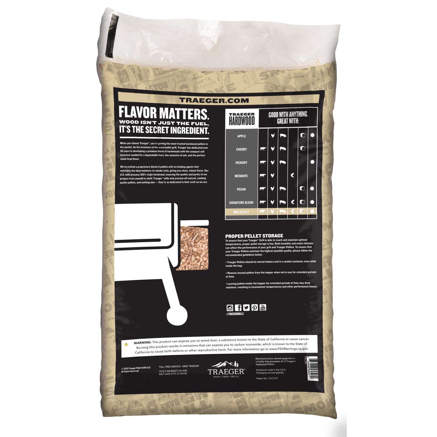 Traeger BBQ Select Wood Pellets Back View