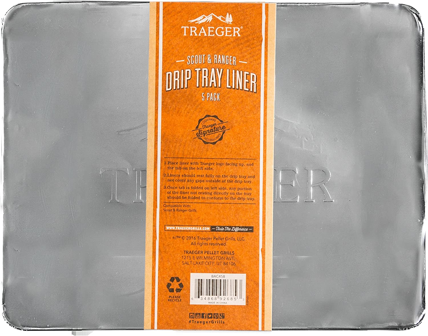 Traeger Drip Tray Liners- 5 Pack Ranger and Scout Grill