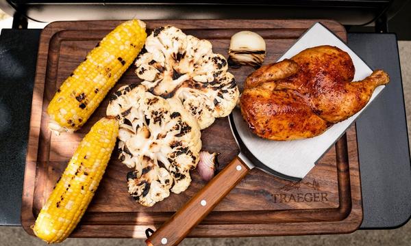 Traeger Large Cut BBQ Spatula Lifestyle Chicken on Top