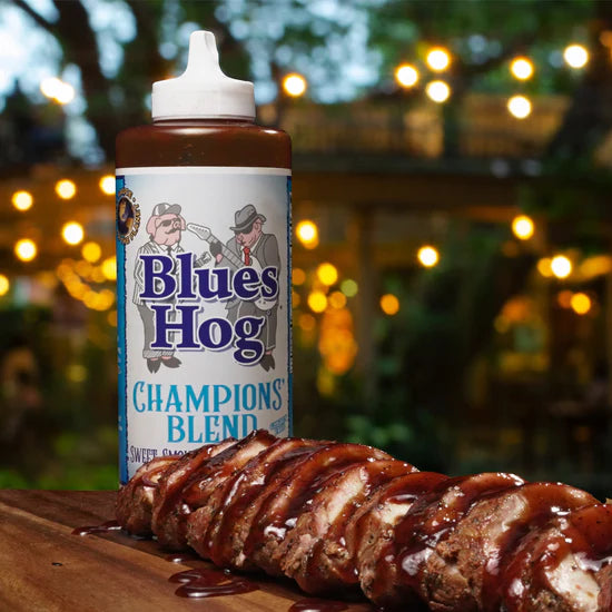 Blues Hog Champions' Blend BBQ Sauce Backyard with Steaks