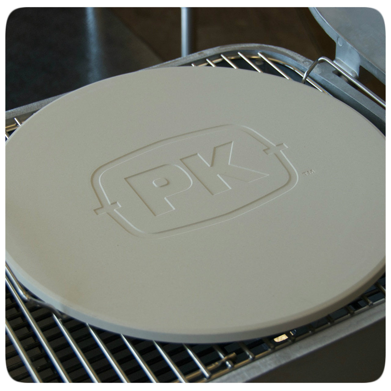 Pk Grills Pizza Stone Placed on the Grill