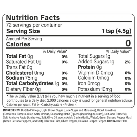 Bear and Burton's Fireshire® 12oz Nutrition Facts