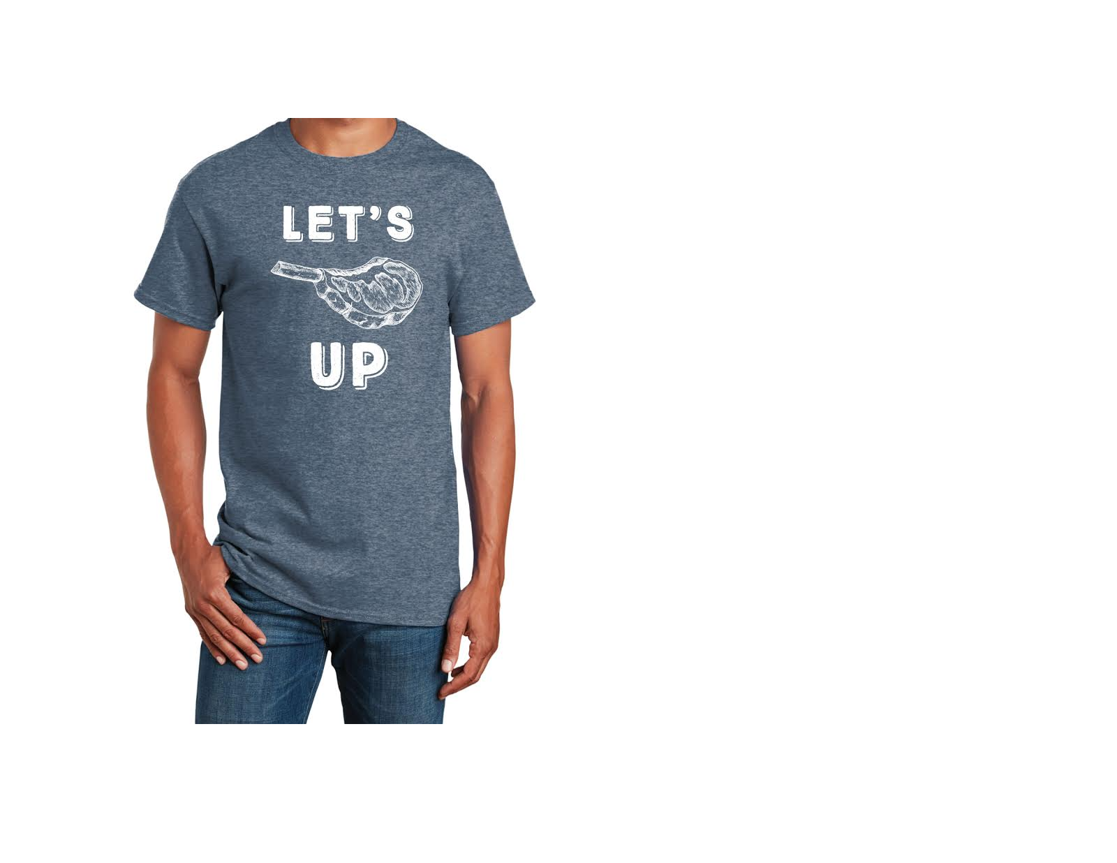 Let's Meat Up T-Shirt Front View Blue