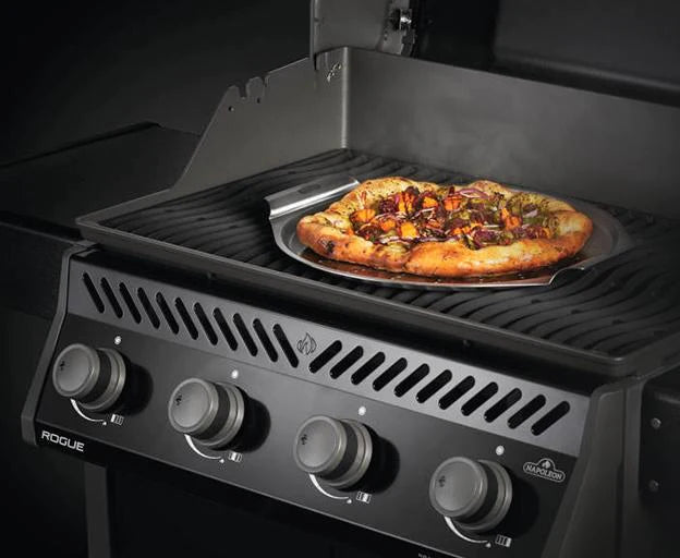 Napoleon Stainless Steel Pizza Pan on the Grill with Pizza