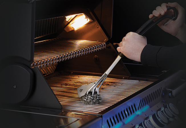 Napoleon Triple-Row Grill Brush Used in Cleaning the Grill