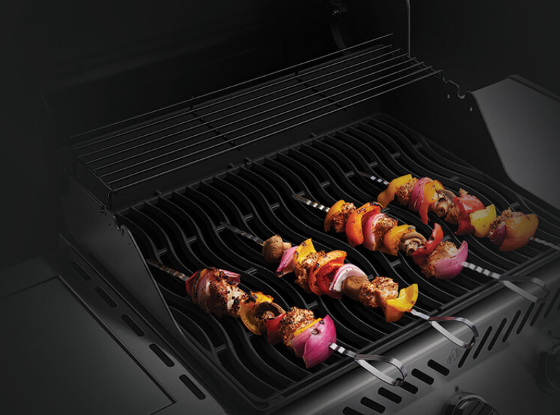 Napoleon Eight Stainless Steel Multifunctional Skewers on the Grill with Barbecue