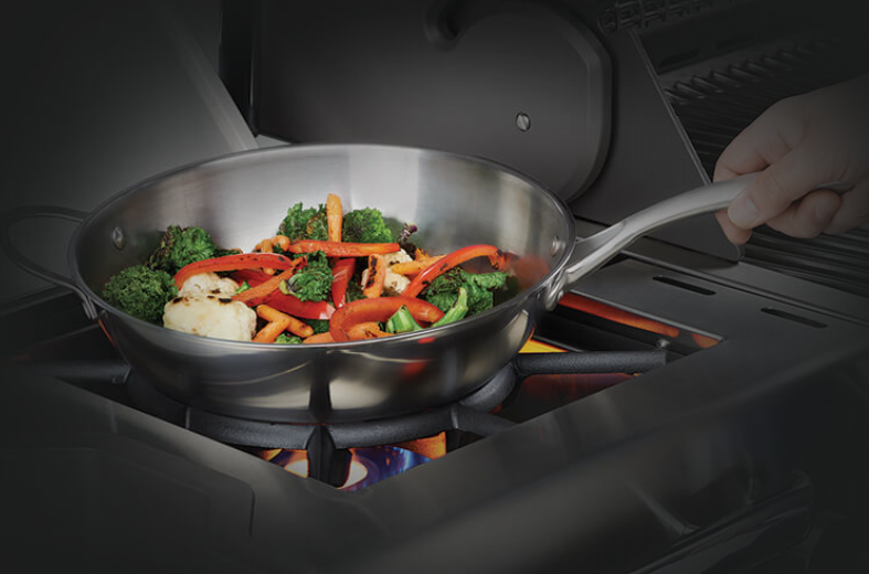 Napoleon Stainless Steel Wok on the Grill with Veggies