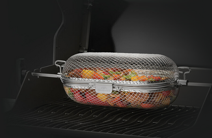 Napoleon Rotisserie Grill Basket on the Grill with Veggies