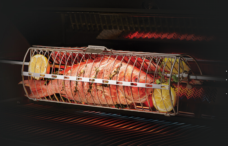 Napoleon Rotisserie Rack with Big Salmon and Lemon