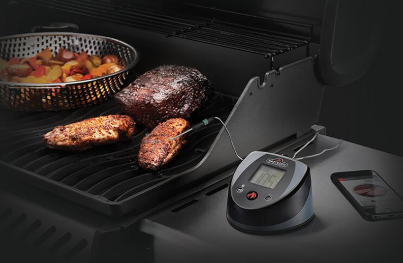 Napoleon Accu-Probe Bluetooth Thermometer Placed on the Side of Grill