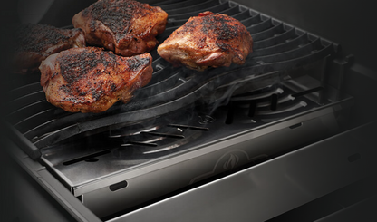 Napoleon Stainless Steel Smoker Box Placed on the Grill with Pork