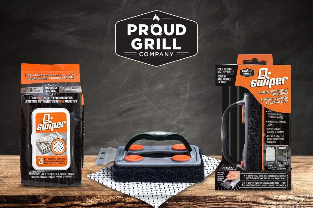 Proud Grill Brush & Wipes-Small Lifestyle with their Original Package