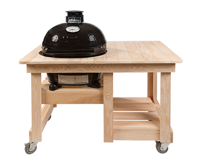 Primo Grills Junior Kamado Grill Charcoal with Cypress Table