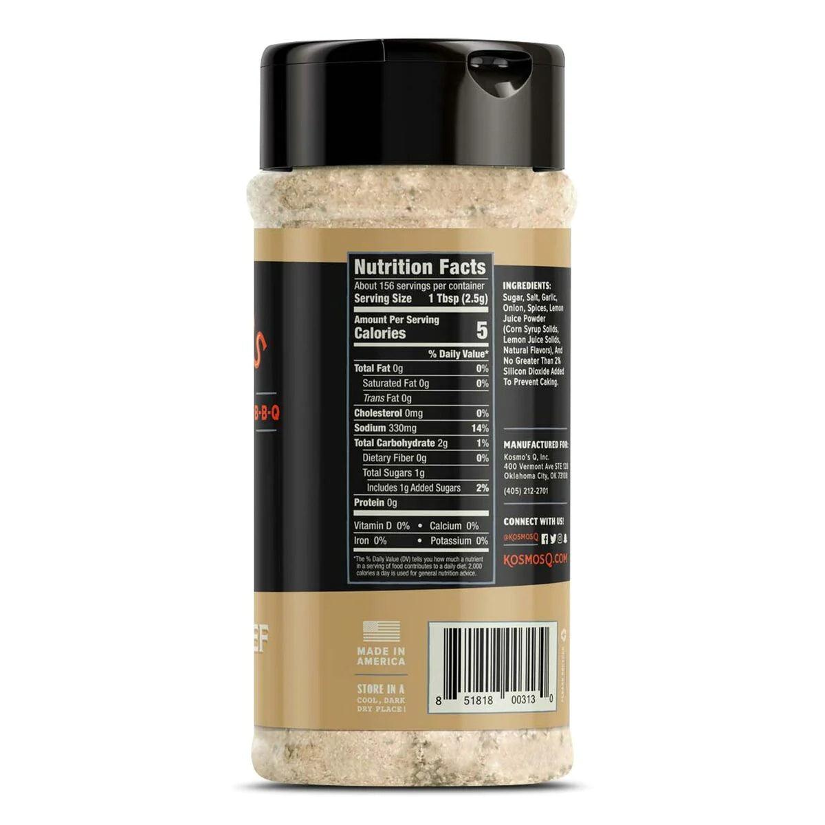 Kosmos Q Beef Rub nutrition facts