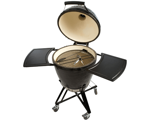 Primo Grills Round Charcoal Kamado Grill Opened with some Accessories on it