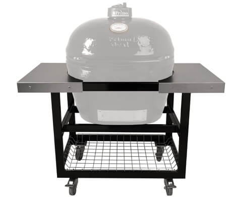 Primo Grills Cart with Stainless Steel Top with Grill on it
