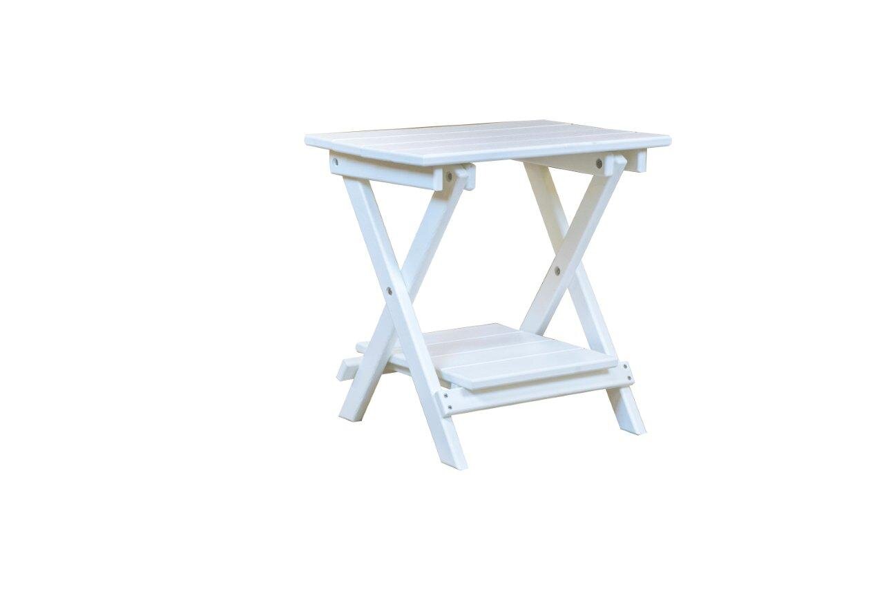 Kanyon Living White Deluxe Folding End Table with Shelf - K720