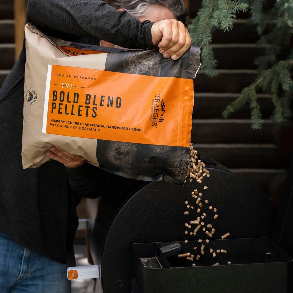 Traeger Bold Blend Wood Pellets- Limited Edition Pouring it on the Grill