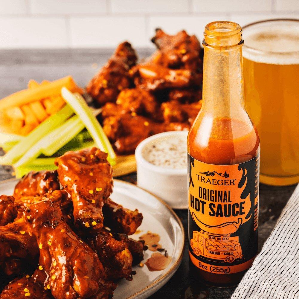 Traeger Original Hot Sauce Lifestyle with Chicken Wings