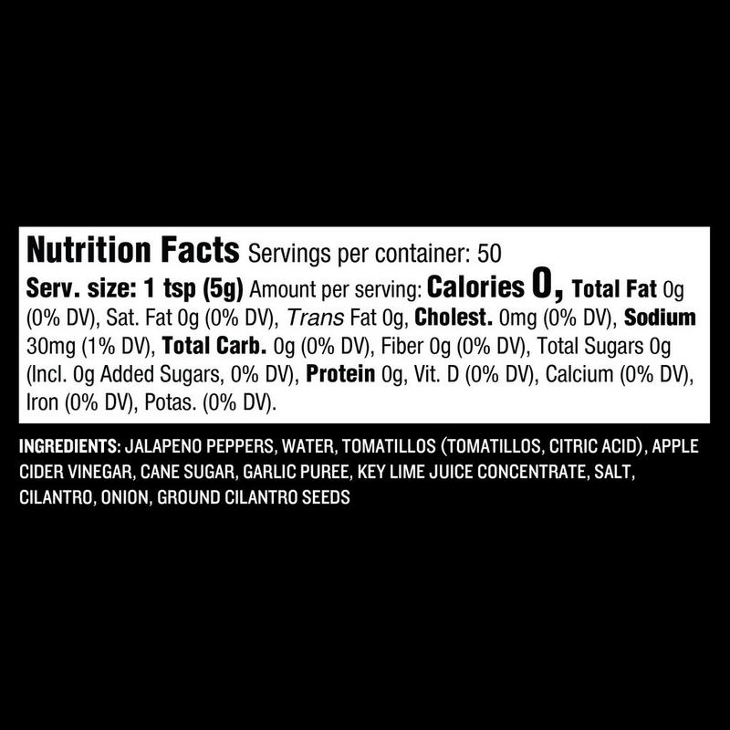 Traeger Jalapeno and Lime Hot Sauce Nutrition Facts