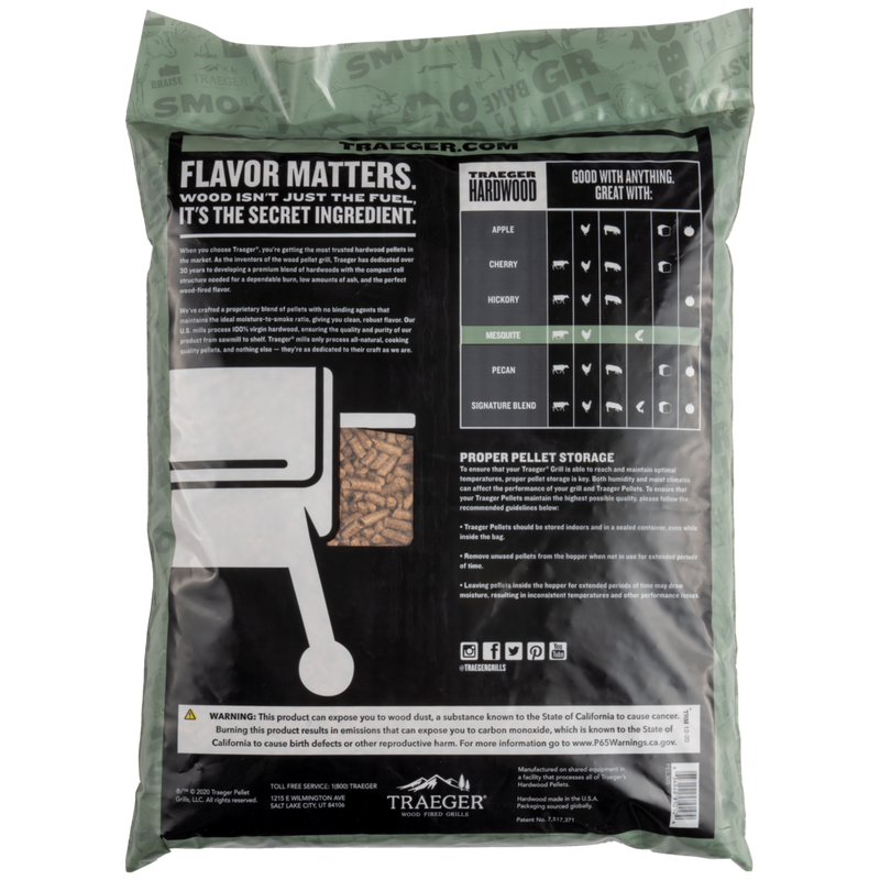 Traeger Mesquite BBQ Wood Pellets Back View