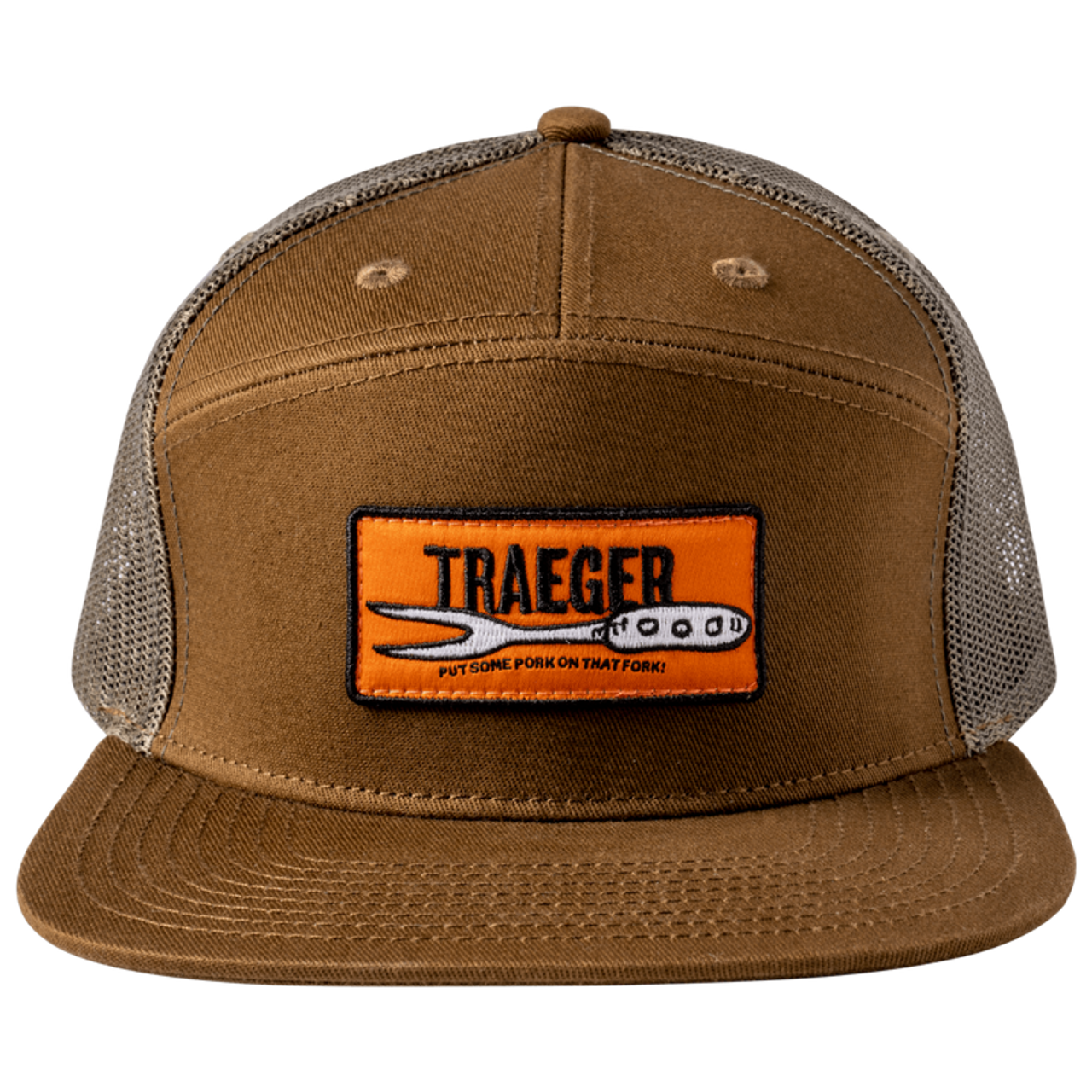 Traeger Pork on that Fork 7-Panel Trucker Hat Charcoal