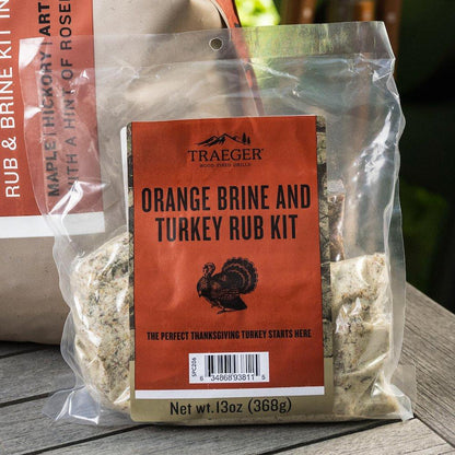 Traeger Orange Brine and Turkey Rub Kit on the Table