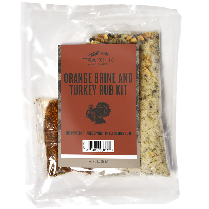 Traeger Turkey Blend Wood Pellets + Brine Kit Front View Sachet