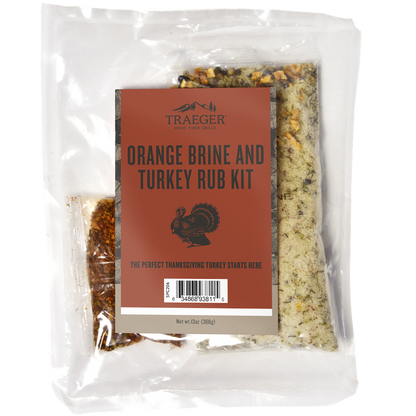 Traeger Turkey Blend Wood Pellets + Brine Kit Front View Sachet